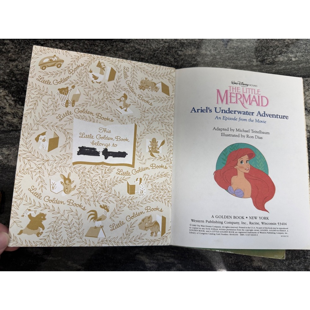 Vintage Little Golden Book Disney The Little Mermaid Ariels Underwater Adventure - Picture 2 of 4